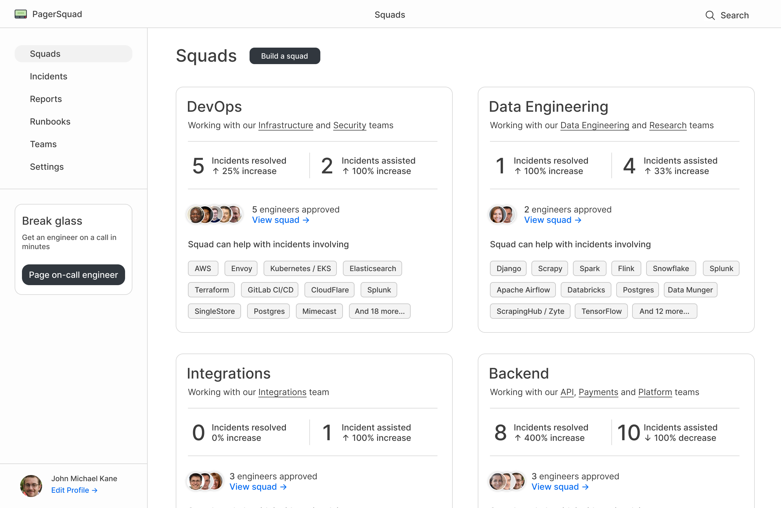 PagerSquad dashboard